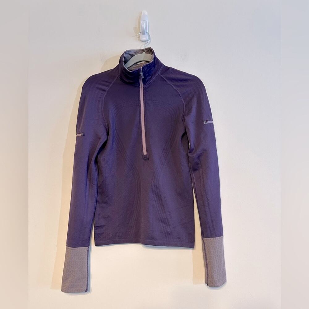 Lululemon Wet Dry Warm 1/2 Zip Pullover Women 2 Purple Excellent Activewear